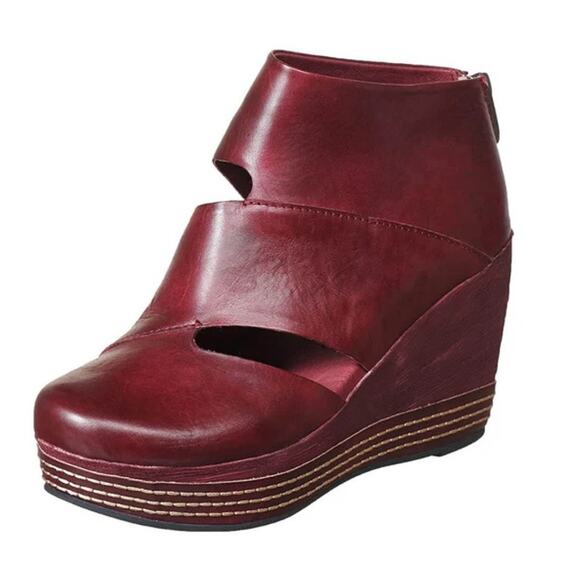 Antelope Shoes - Antelope 984 Hi Cut & Wrap Platform Wedge Red Bordeaux Women's size 10